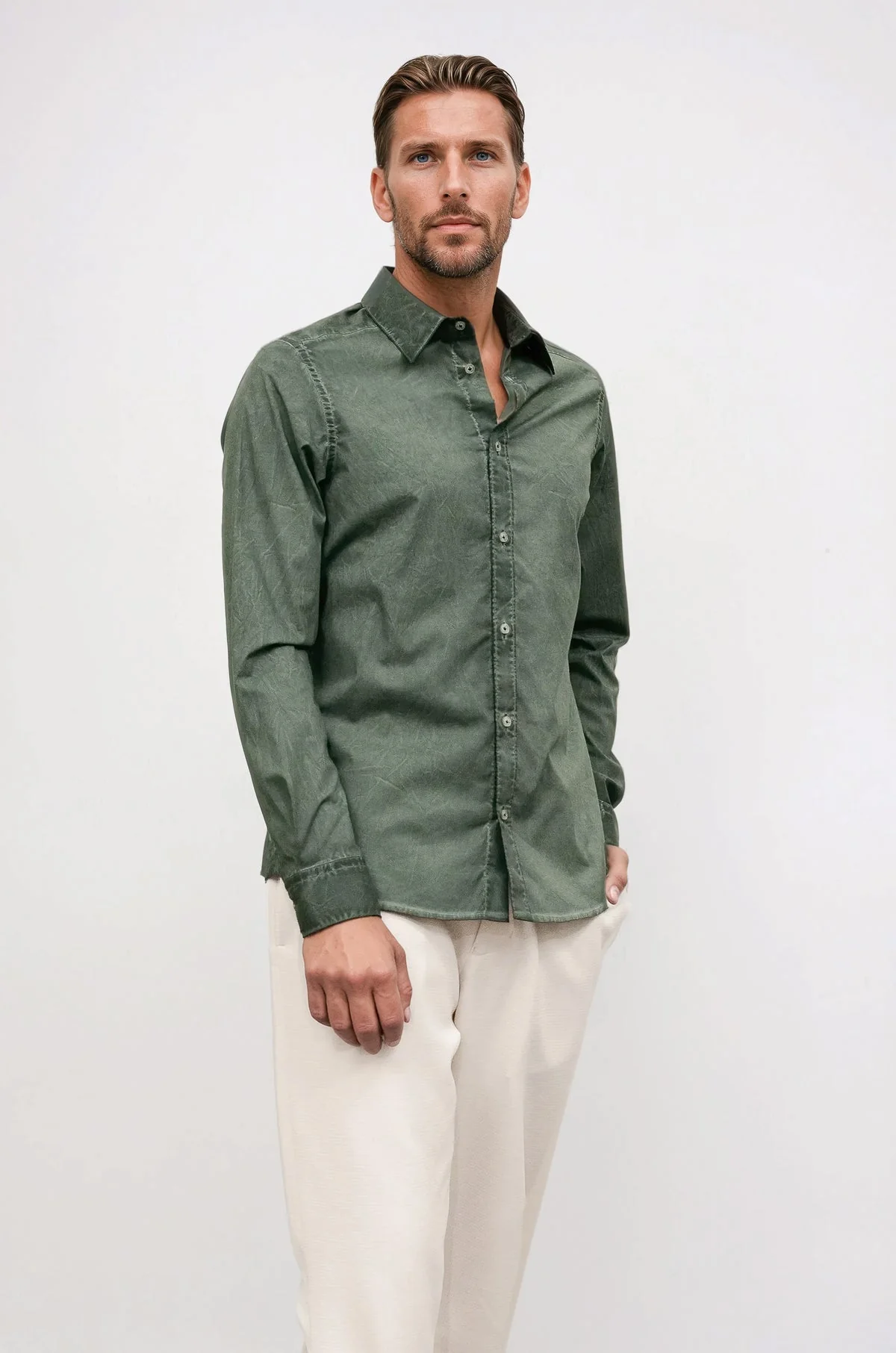 Ploumanach Harrison Poplin Shirt - Classic Fit - Nori - Image 4
