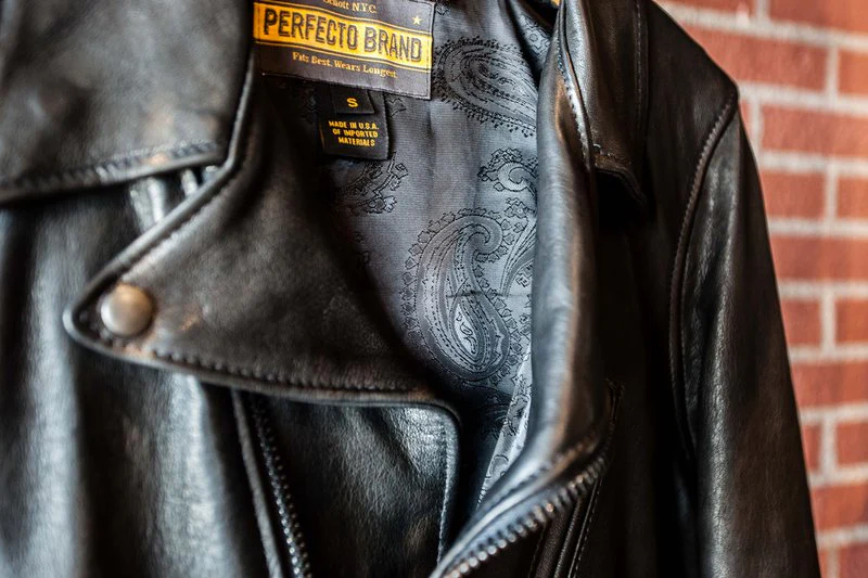 Schott Perfecto Raven Lambskin Leather Jacket Black - Image 6