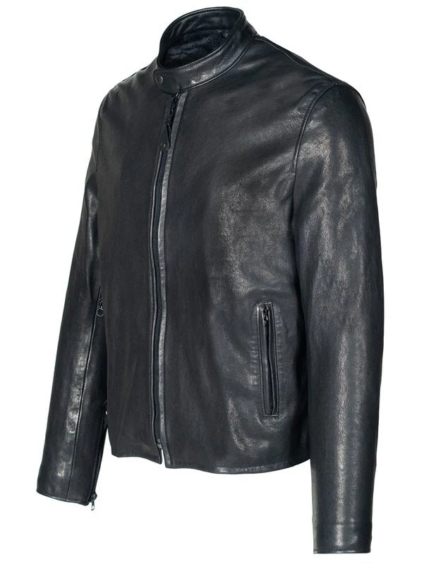 Schott Perfecto Cafe Racer Leather Jacket Black - Image 3